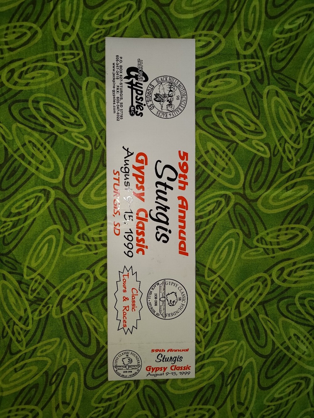 Vtg 59th Annual Sturgis Gypsy Classic Motorcycle Sticker New